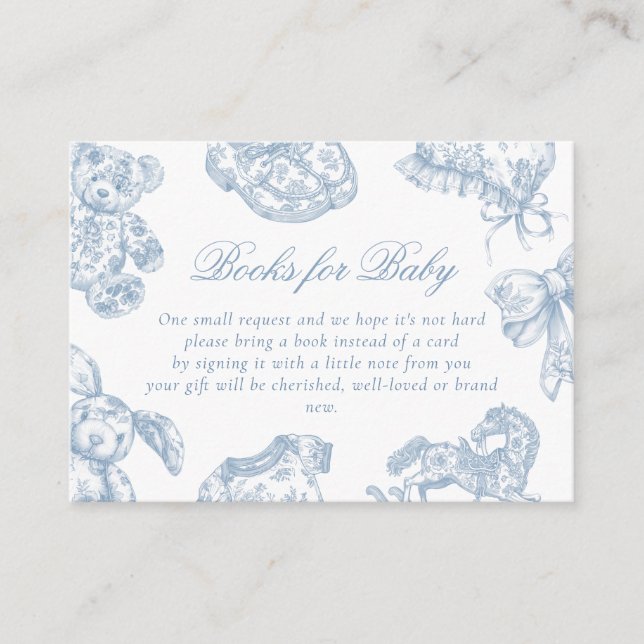 Toile de Jouy Baby Shower Books for Baby Enclosure Card (Front)