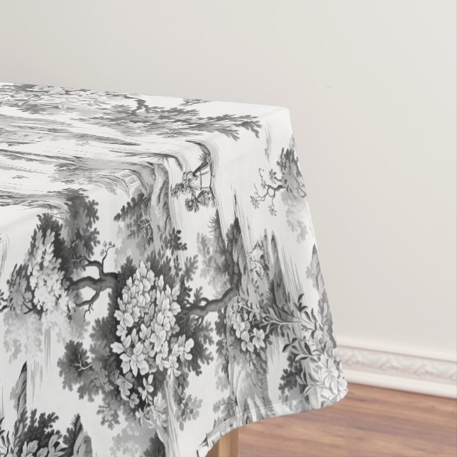 Toile de jouy,black and white,porcelain, tablecloth (In Situ)