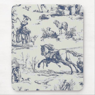 Toile de Jouy bleue Mouse Mat