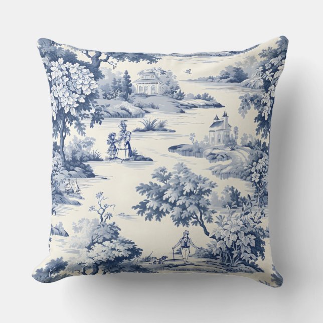 Toile de jouy,blue and white,porcelain, cushion (Front)