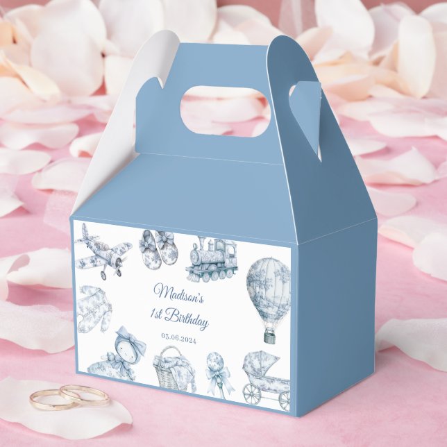Toile De Jouy Blue Birthday Party Favour Box (Wedding)