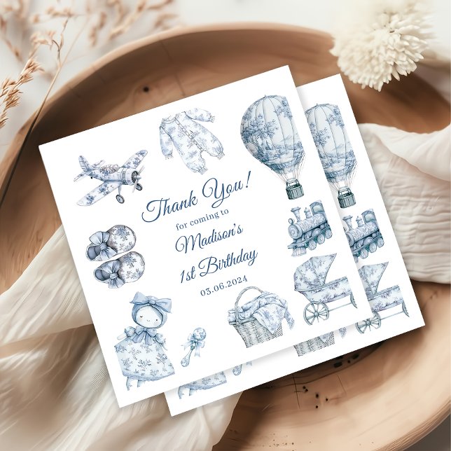 Toile De Jouy Blue Birthday Party Napkin (Creator Uploaded)