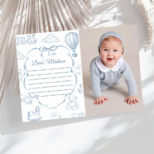 Toile De Jouy Blue Bow Capsule Note Message Card