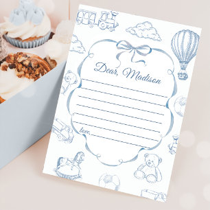Toile De Jouy Blue Bow Capsule Note Message Card