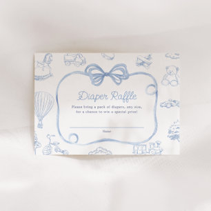 Toile de Jouy Blue Bow Chinoiserie Diaper Raffle Enclosure Card