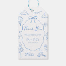 Toile De Jouy Blue Boy Baby Shower Thank You 