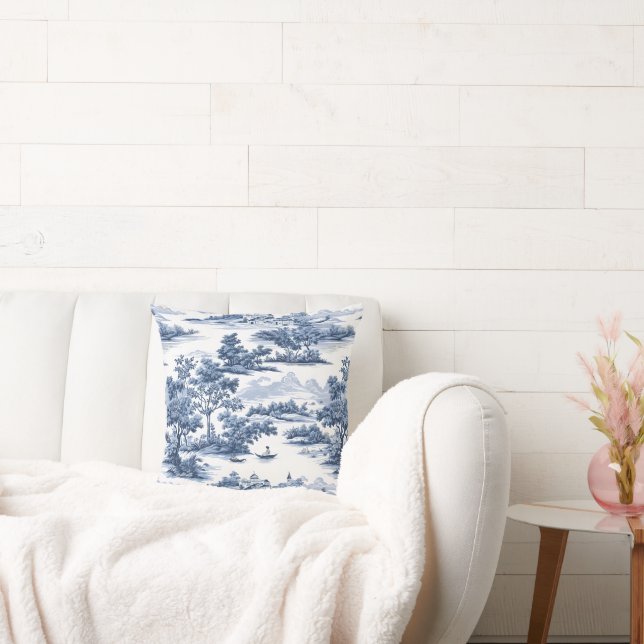 Toile de jouy ,blue china ,porcelain,blue willow  cushion (Couch)