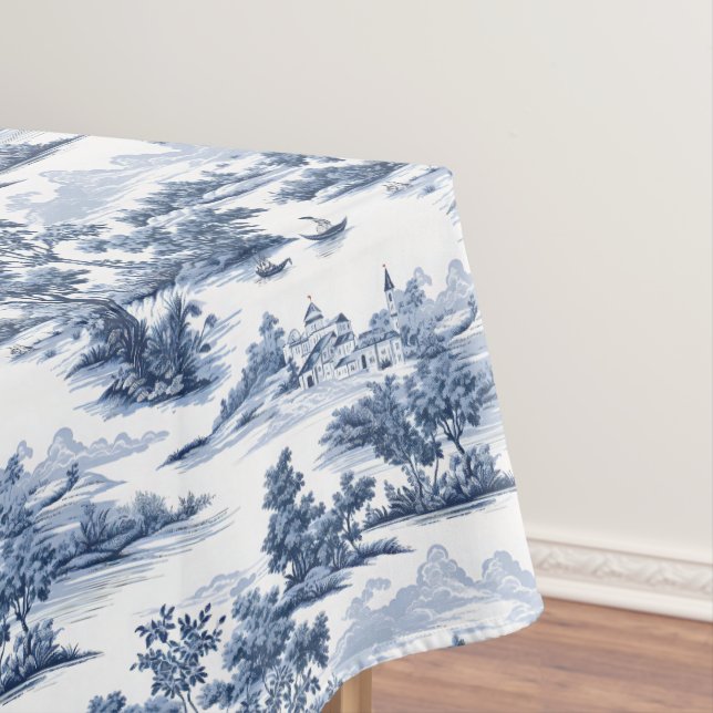 Toile de jouy ,blue china ,porcelain,blue willow  tablecloth (In Situ)