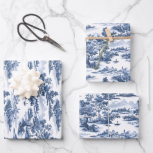 Toile de jouy ,blue china ,porcelain,blue willow wrapping paper sheet