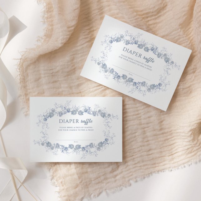 Toile de Jouy Blue Chinoiserie Diaper Raffle Enclosure Card (Creator Uploaded)