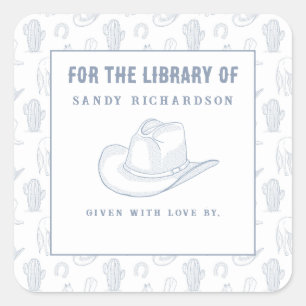 Toile de Jouy Blue Cowboy - For the library of Square Sticker