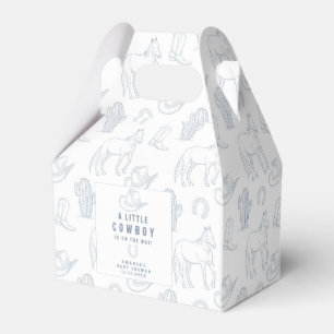 Toile de Jouy Blue Cowboy Western Baby Shower Favour Box