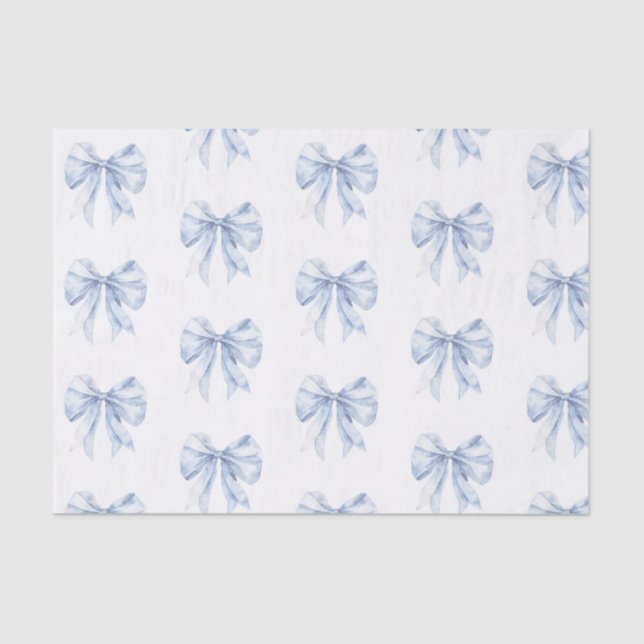 Toile de Jouy Blue Elegant Bow Tissue Paper (Front)
