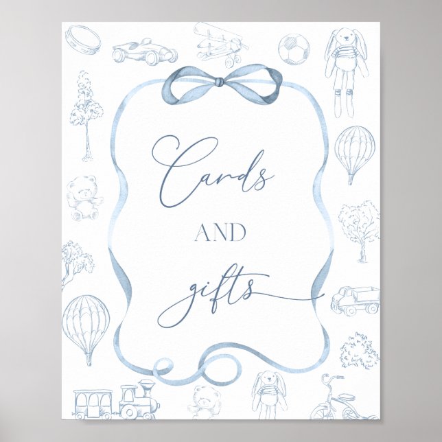 Toile de Jouy Blue Nursery Cards and Gifts Poster (Front)