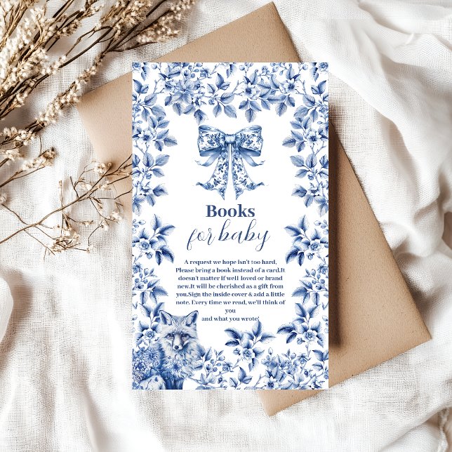 Toile De Jouy Bow Baby Shower Books for Baby Enclosure Card (Creator Uploaded)
