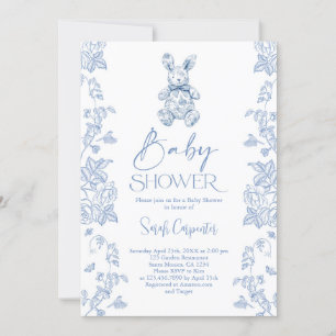 Toile De Jouy Bunny Baby Shower Boy Invitation