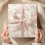 Toile de Jouy Bunny & Carrot Delight | Vintage  Wrapping Paper<br><div class="desc">Wrap your Easter gifts with timeless charm using this Toile de Jouy Bunny & Carrot Delight Wrapping Paper! This elegant pattern features playful bunnies hopping around, carrying carrots, and enjoying fields of delicate flowers, all designed in a classic Toile de Jouy style. The intricate vintage-inspired illustrations add a touch of...</div>