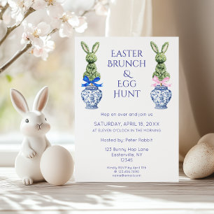 Toile De Jouy Bunny Easter Brunch and Egg Hunt Invitation
