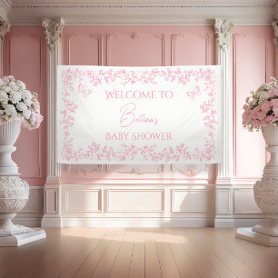 Toile de Jouy Butterflies Baby Shower Welcome Banner