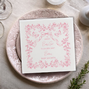 Toile de Jouy Chinoiserie Butterflies Baby Shower Napkin