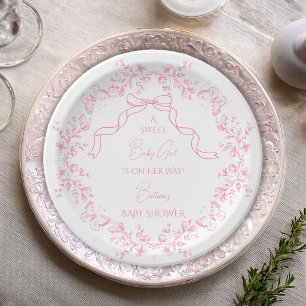 Toile de Jouy Chinoiserie Butterflies Baby Shower  Paper Plate