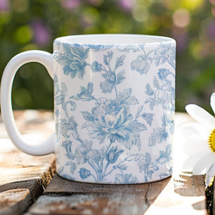 Toile-de-jouy Chinoiseries Blue Floral Pattern Coffee Mug