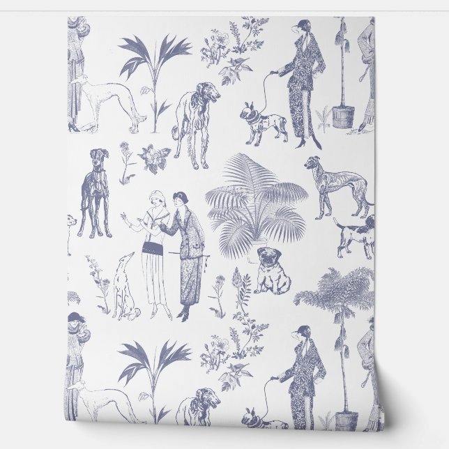 Toile De Jouy City Vintage Wallpaper (Unrolling)