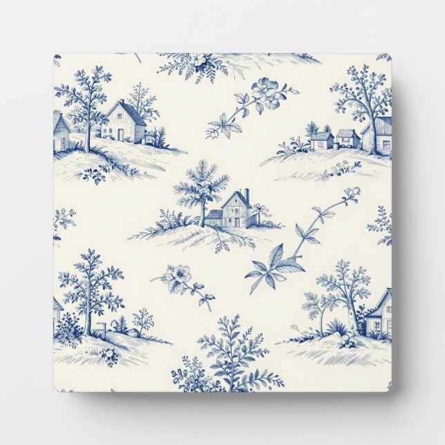Toile de Jouy Countryside Seamless Pattern Plaque (Front)