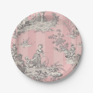 Toile De Jouy Custom Paper Plates 7"