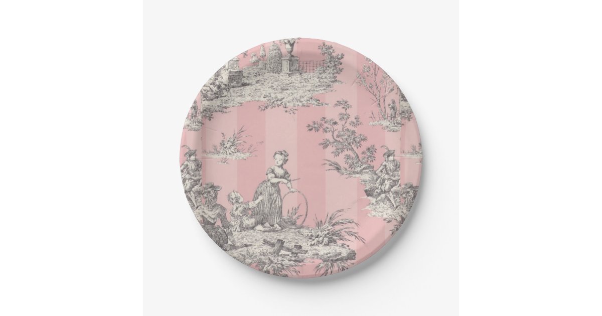 Decorative Plate Blue Toile De Jouy Hydrangea