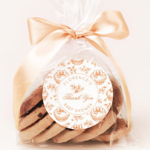 Toile de Jouy Cutie Pie baby shower thank you Classic Round Sticker