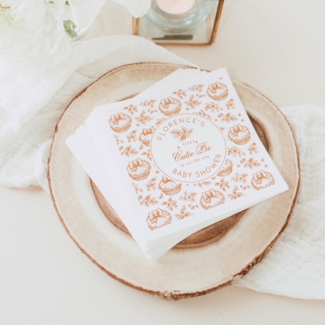 Toile de Jouy Cutie Pie gender neutral thank you Napkin (Creator Uploaded)