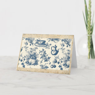 Toile de Jouy Deep Blue and Cream Kitchenware Note Card
