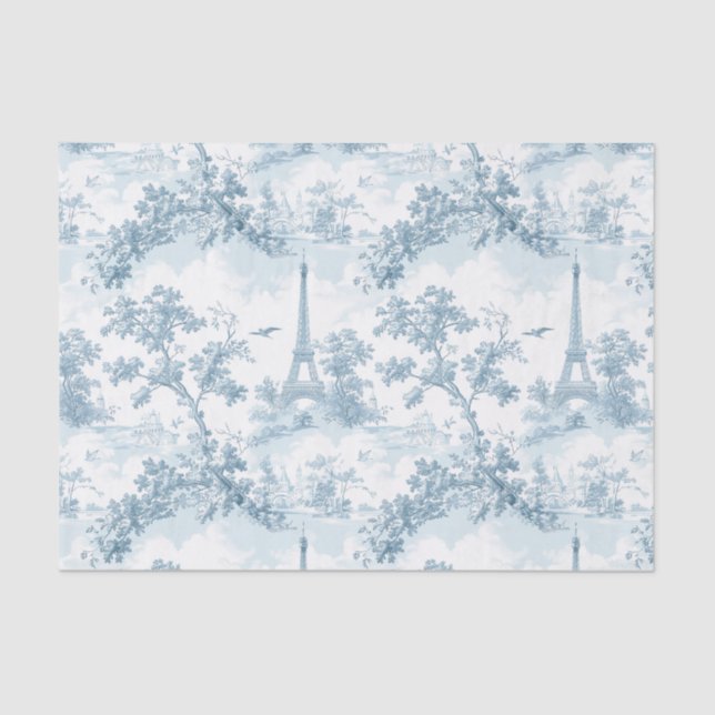 Toile de Jouy Eiffel tower Parisian Chinoiserie Tissue Paper (Front)