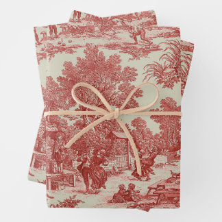  Toile de Jouy  Fabric Wrapping Paper Sheet