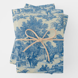  Toile de Jouy  Fabric Wrapping Paper Sheets