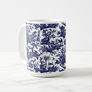 Toile de Jouy Four Parts Of The World blue pattern Coffee Mug