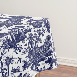 Toile de Jouy Four Parts Of The World blue pattern Tablecloth