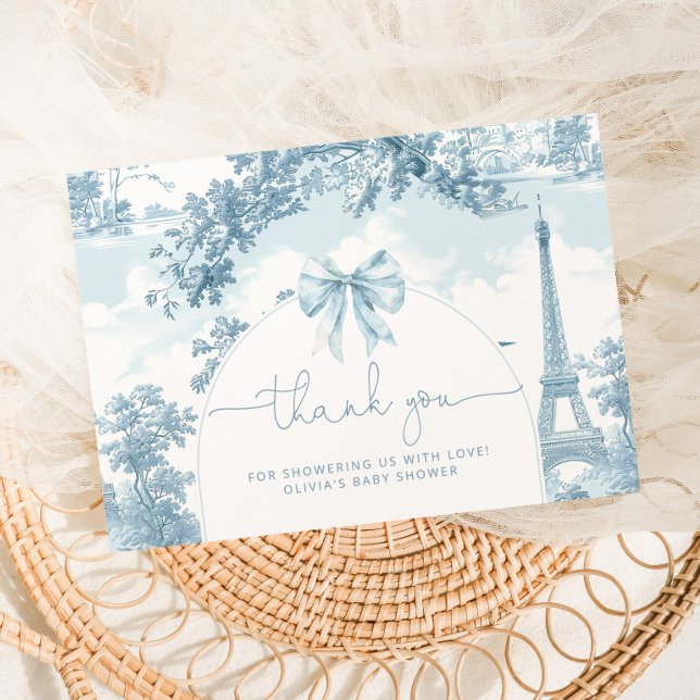 Toile de Jouy French bonjour bebe baby shower Thank You Card (Creator Uploaded)