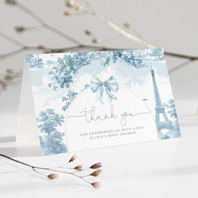 Toile de Jouy French bonjour bebe baby shower Thank You Card (Creator Uploaded)