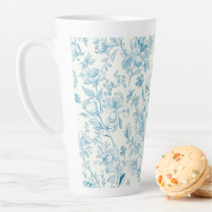 Toile de jouy French Chinoiseries Peonies Floral Latte Mug