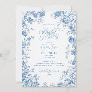 Toile De Jouy French Floral Bridal Invitation