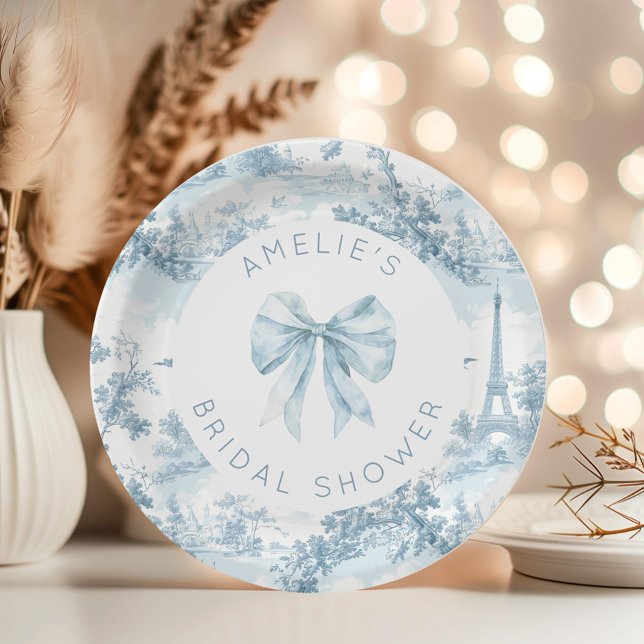 Toile de Jouy French romantic bridal shower Paper Plate (Creator Uploaded)