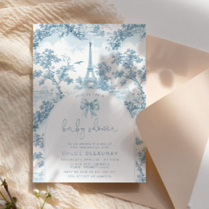 Toile de Jouy French theme bow Baby shower Invitation