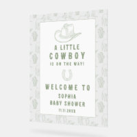 Toile De Jouy Green Cowboy Baby Shower Welcome