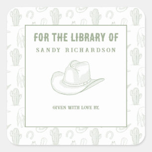 Toile de Jouy Green Cowboy - For the library of Square Sticker