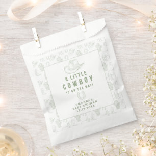 Toile de Jouy Green Cowboy Western Baby Shower Favour Bags