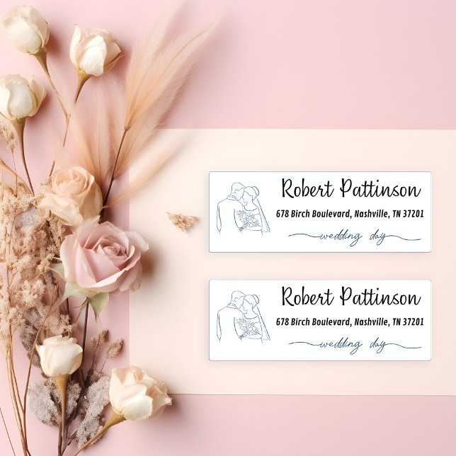 Toile De Jouy Guest Address Labels Blue Couple (Toile De Jouy Guest Address Labels Blue Couple)