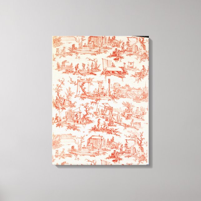Toile de Jouy, illustrating the processes of manuf Canvas Print (Front)