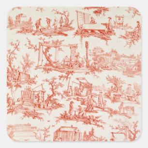 Toile de Jouy, illustrating the processes of manuf Square Sticker